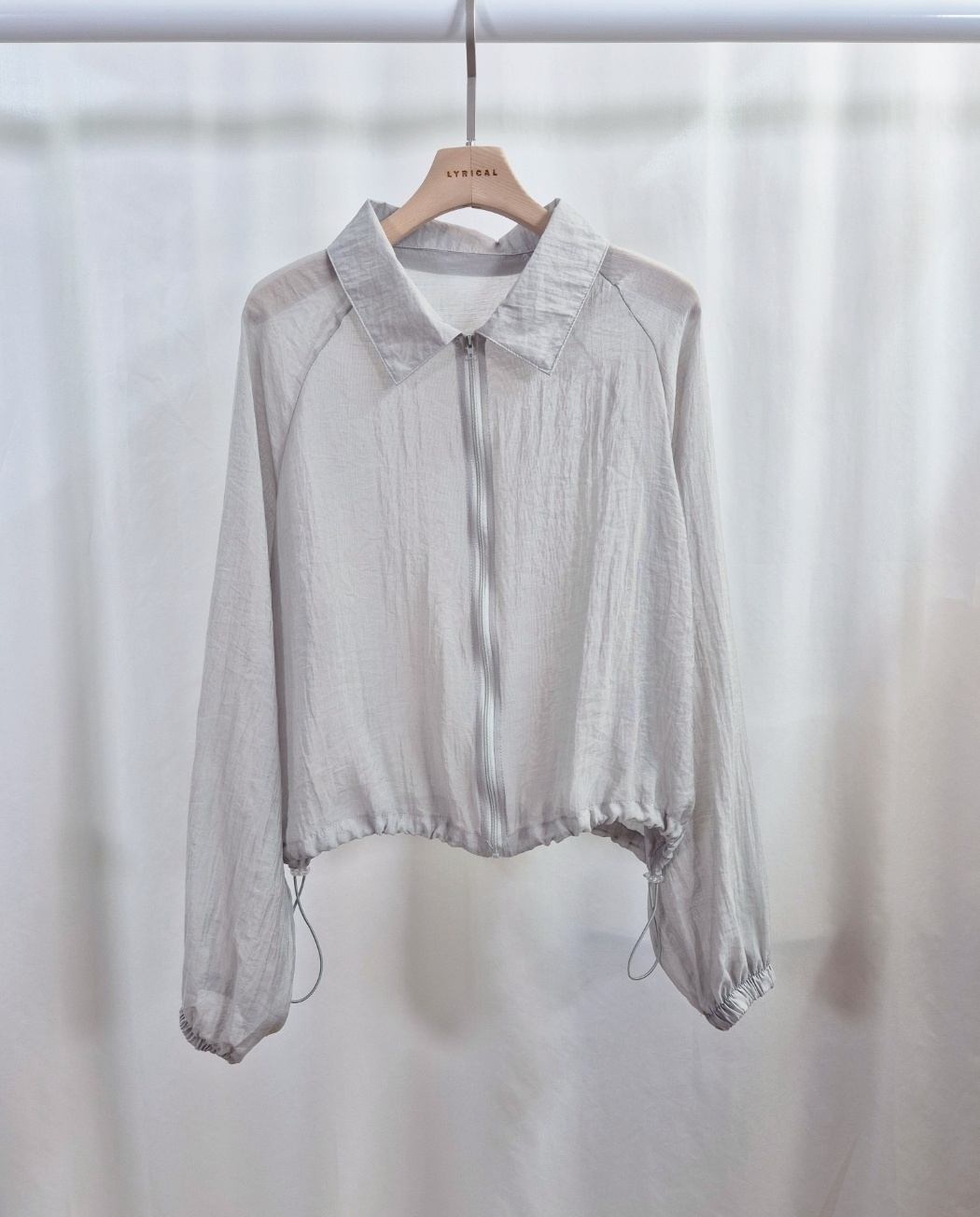 シースルージップアップカラーベーシックルーズ長袖ジャンパー | 詳細画像12