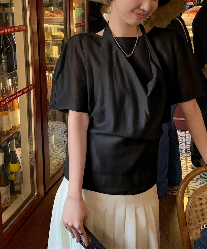 シースルーベーシックレイヤード風半袖ブラウス | 詳細画像5