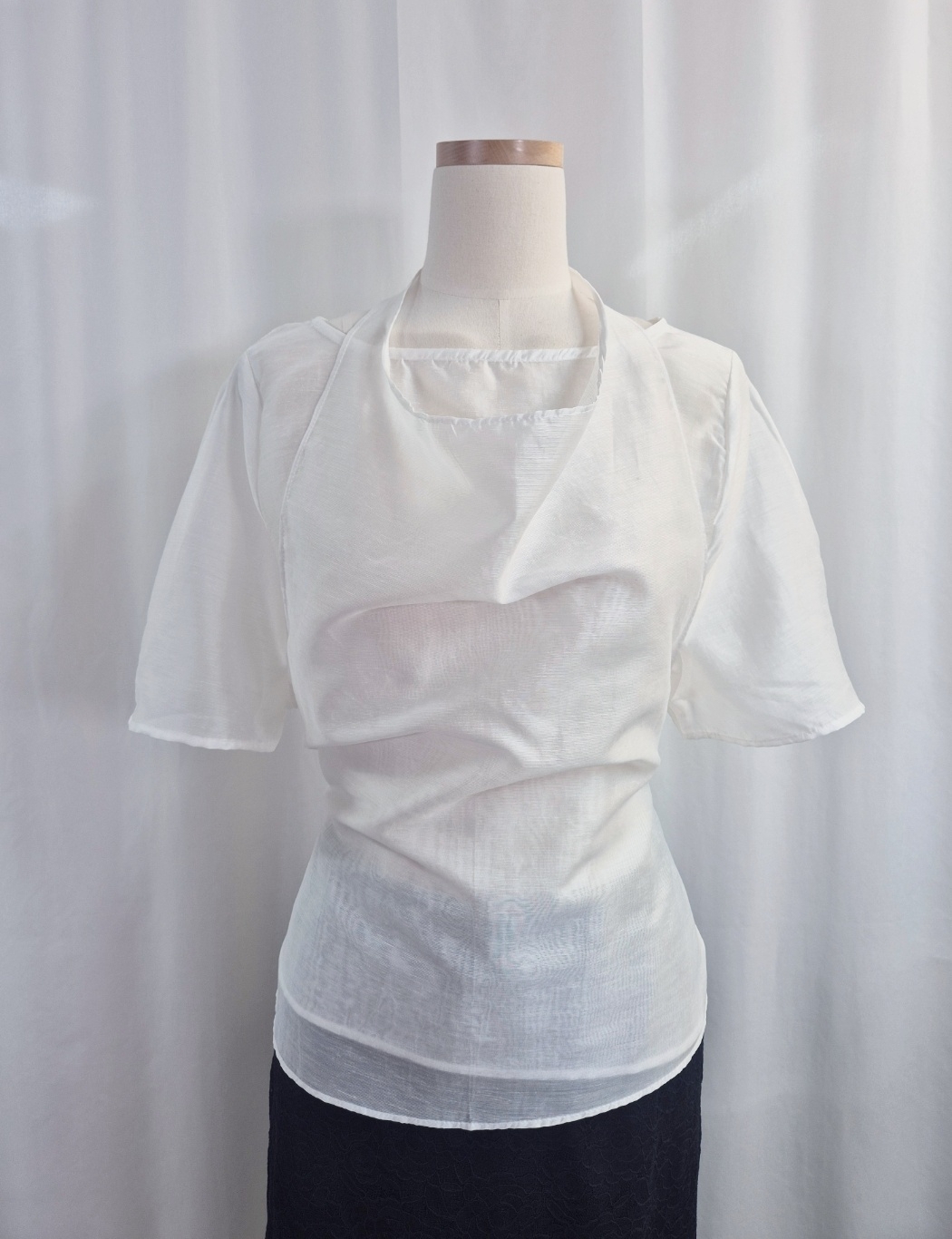 シースルーベーシックレイヤード風半袖ブラウス | 詳細画像11