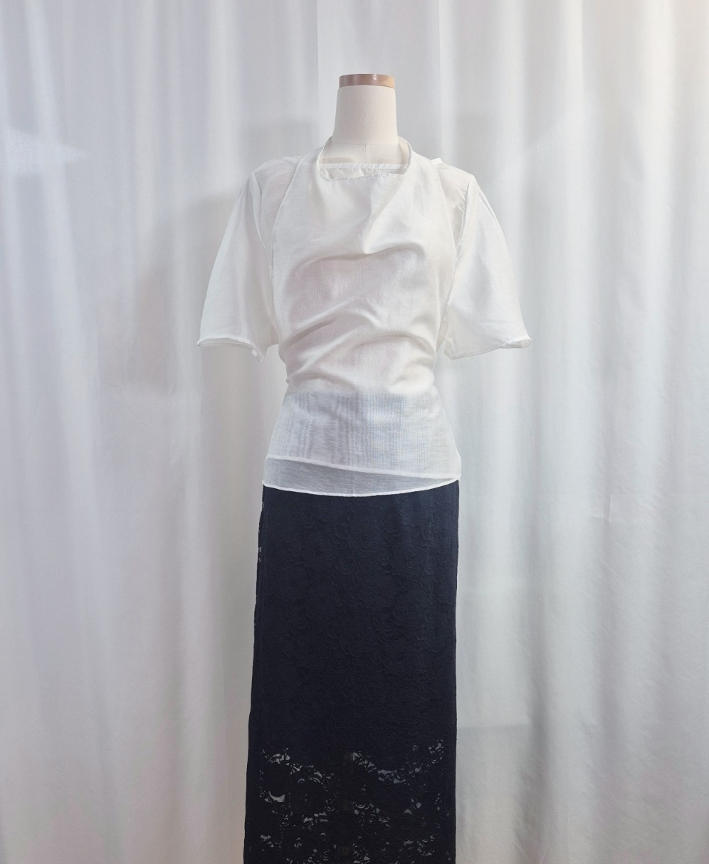 シースルーベーシックレイヤード風半袖ブラウス | 詳細画像13