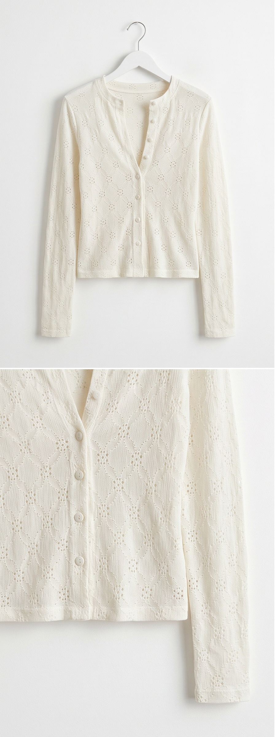 ラウンドネックパンチング長袖カーディガン | 詳細画像15