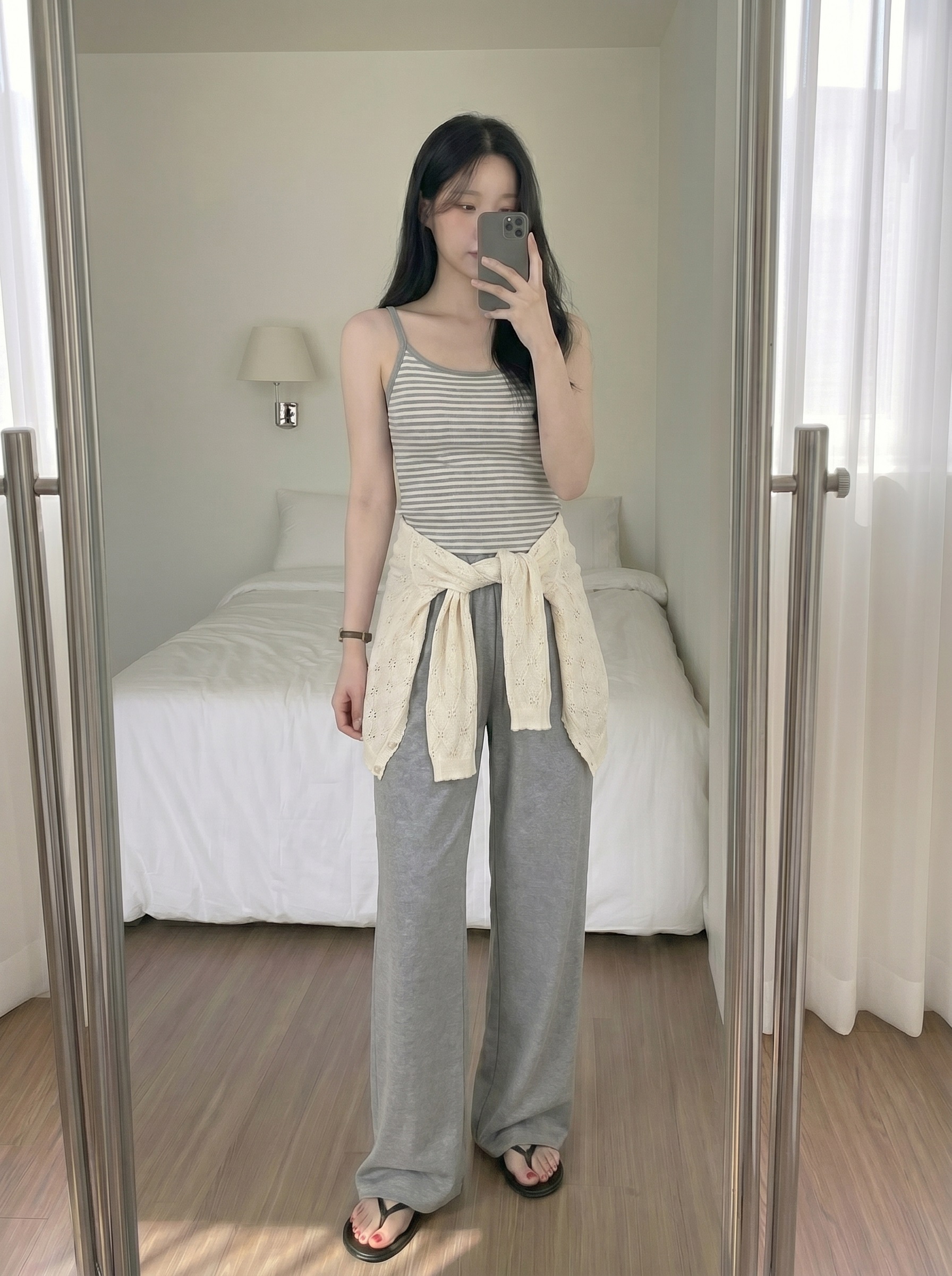 ラウンドネックパンチング長袖カーディガン | 詳細画像14