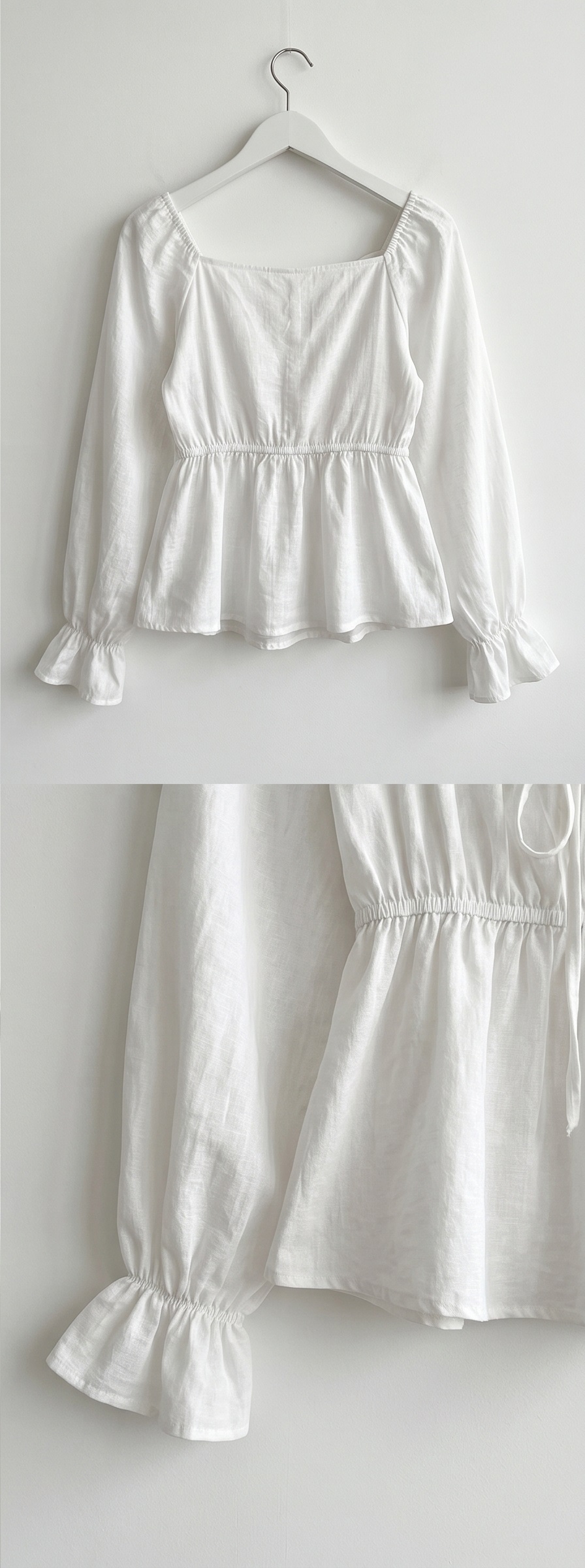 フリルペプラムパフスリーブ長袖リボンブラウス | 詳細画像17