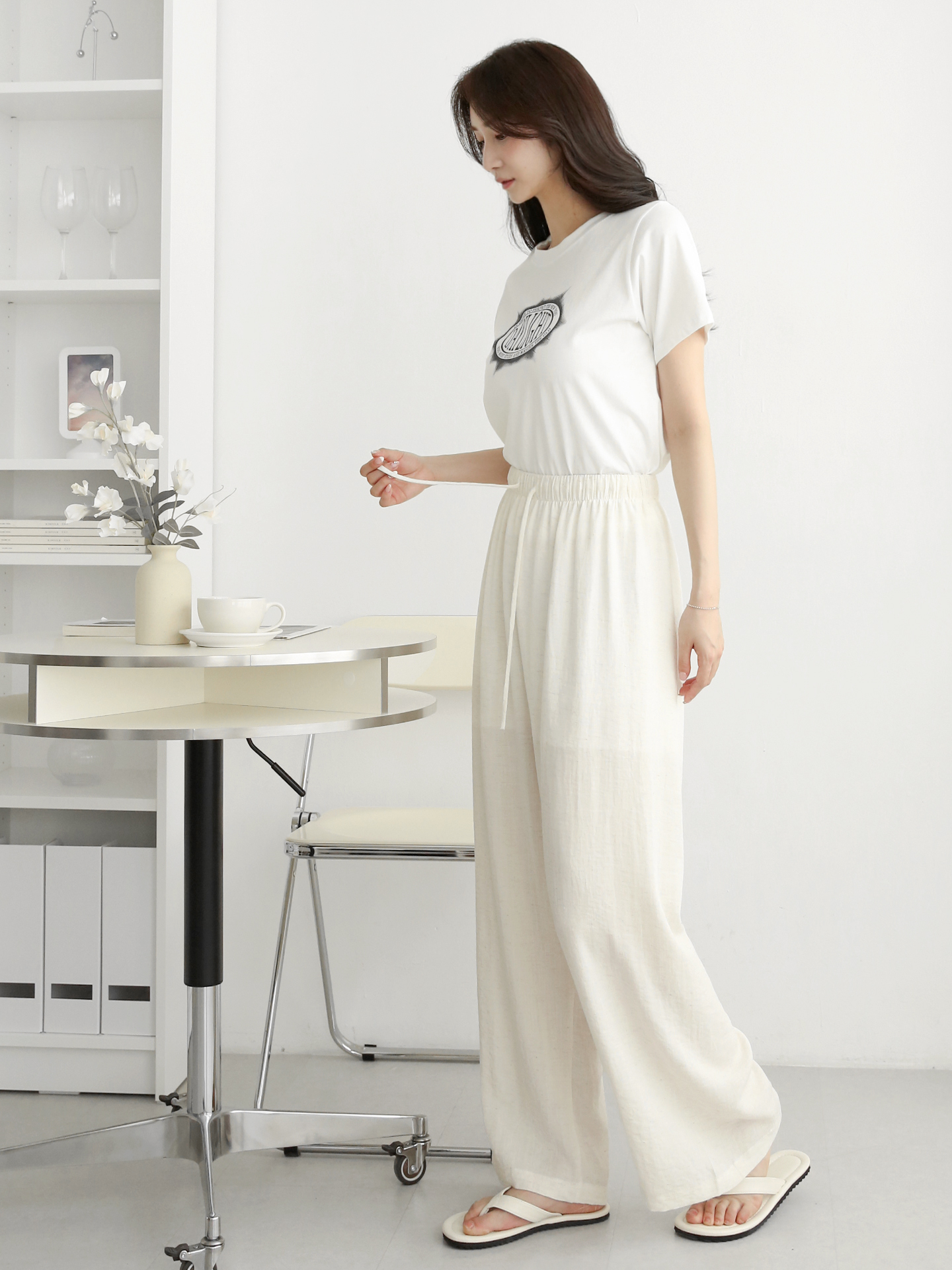 ドローストリングウエストゴムワイドパンツ | 詳細画像5