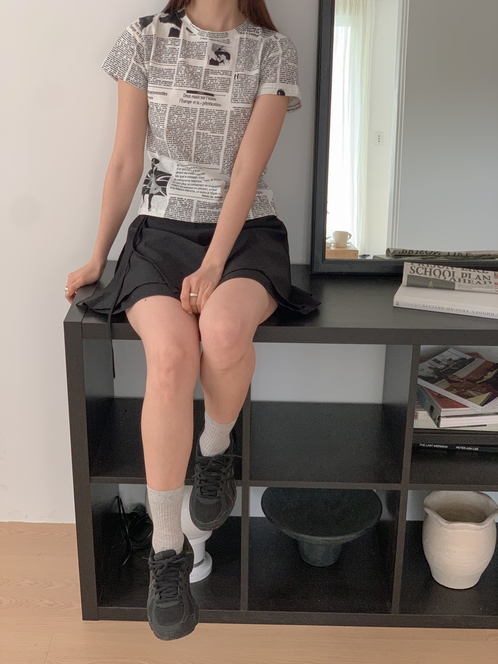 ラウンドネックスリム半袖レタリングTシャツ | 詳細画像7