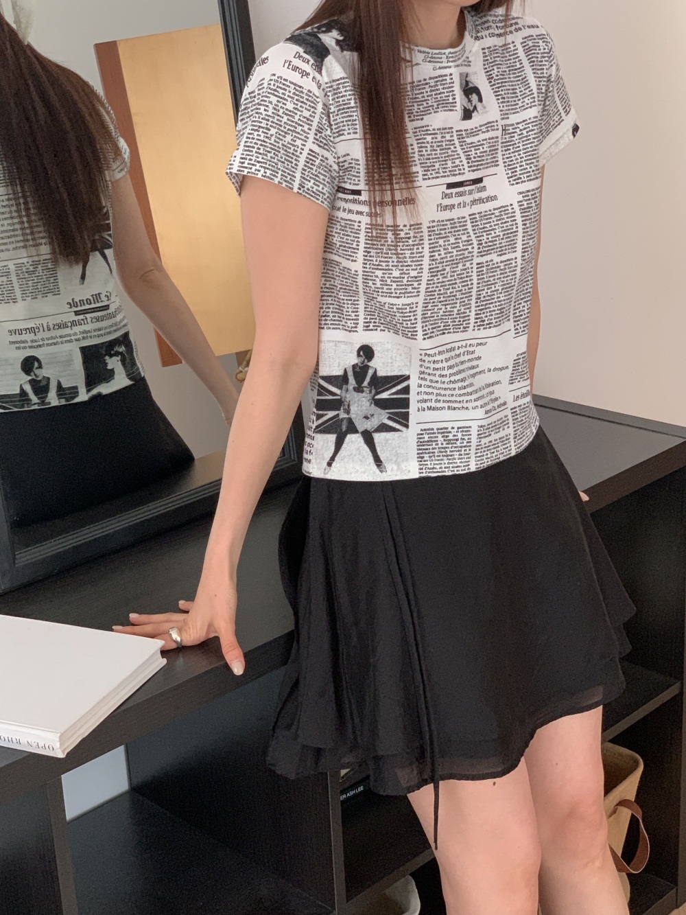 ラウンドネックスリム半袖レタリングTシャツ | 詳細画像17