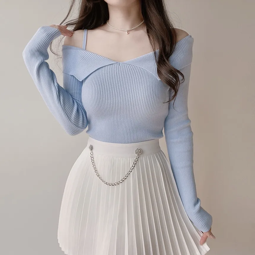 キュービックプリーツミニサイドジップスカートチェーンセット | mirangmirang | 詳細画像4