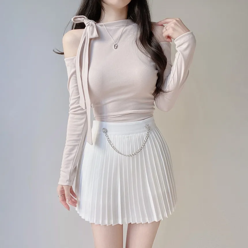 キュービックプリーツミニサイドジップスカートチェーンセット | mirangmirang | 詳細画像20