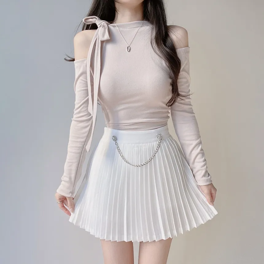 キュービックプリーツミニサイドジップスカートチェーンセット | mirangmirang | 詳細画像22