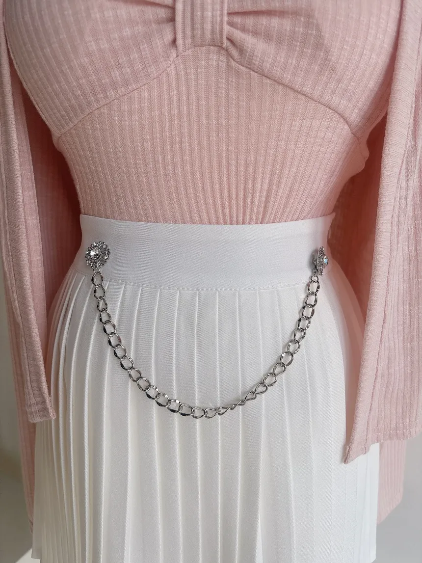 キュービックプリーツミニサイドジップスカートチェーンセット | mirangmirang | 詳細画像30