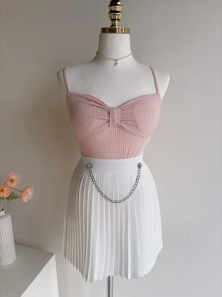 キュービックプリーツミニサイドジップスカートチェーンセット | mirangmirang | 詳細画像32