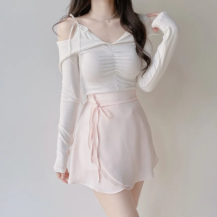 ミニフレアバックゴムスカートストラップ付 | mirangmirang | 詳細画像4