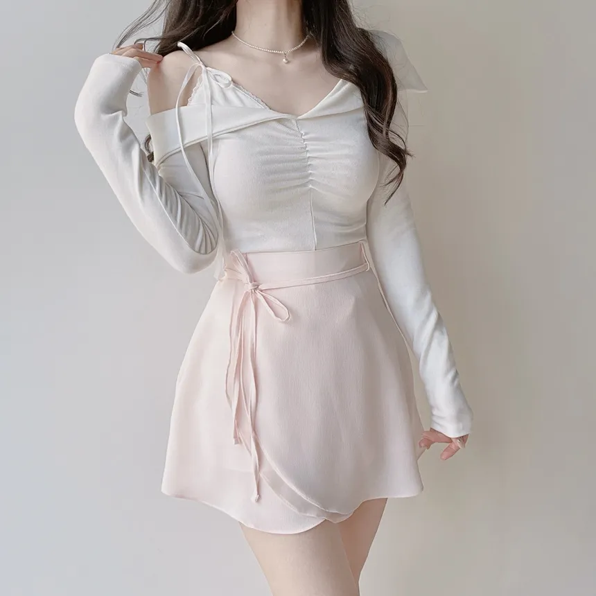 ミニフレアバックゴムスカートストラップ付 | mirangmirang | 詳細画像5