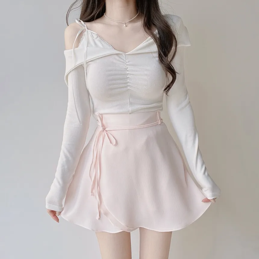 ミニフレアバックゴムスカートストラップ付 | mirangmirang | 詳細画像7