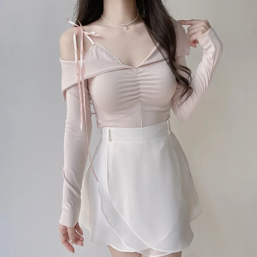 ミニフレアバックゴムスカートストラップ付 | mirangmirang | 詳細画像24