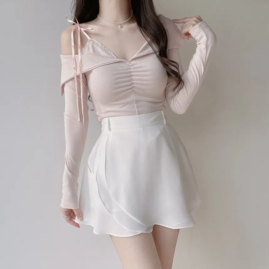 ミニフレアバックゴムスカートストラップ付 | mirangmirang | 詳細画像25