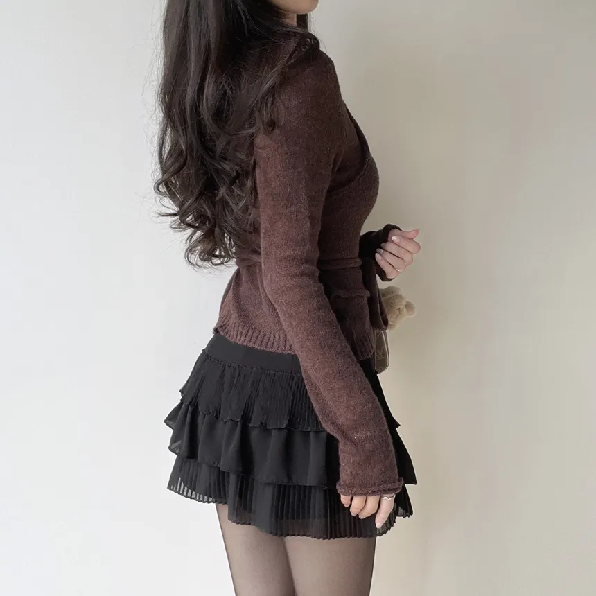 シースルーレイヤード風ストラップ長袖ニット | mirangmirang | 詳細画像18