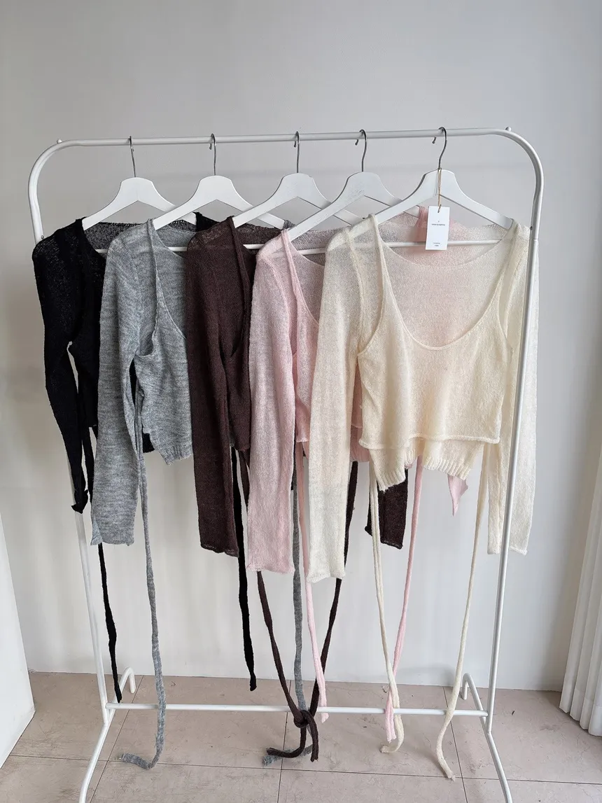 シースルーレイヤード風ストラップ長袖ニット | mirangmirang | 詳細画像23