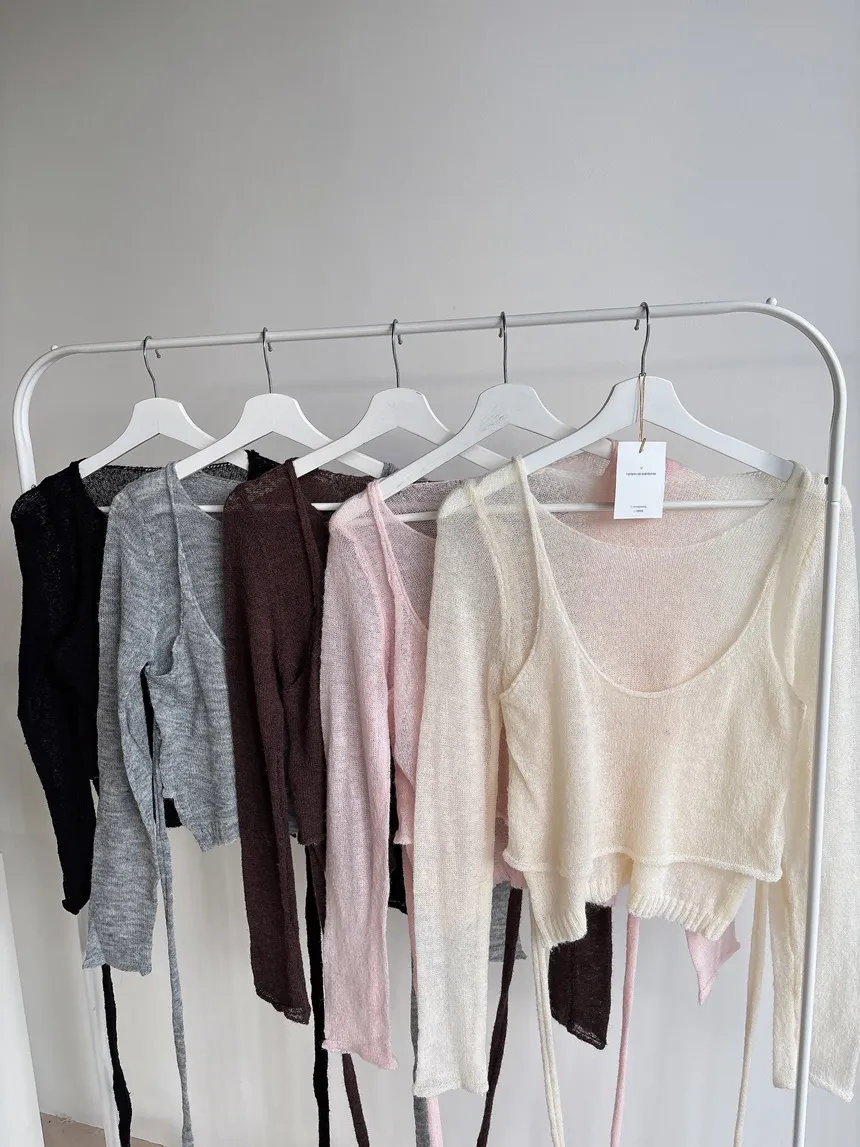 シースルーレイヤード風ストラップ長袖ニット | mirangmirang | 詳細画像24