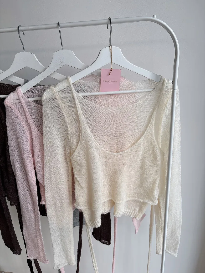 シースルーレイヤード風ストラップ長袖ニット | mirangmirang | 詳細画像25