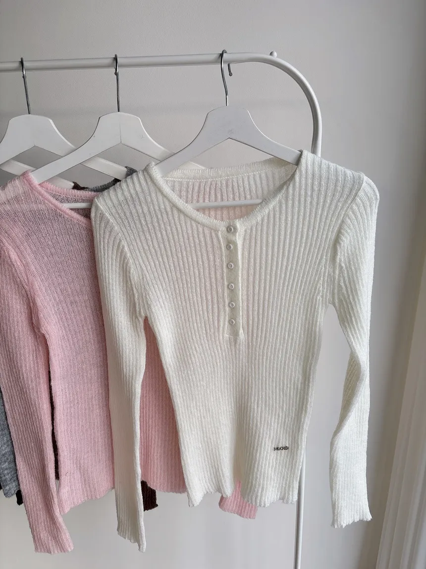 リブヘンリーネック長袖スリムペンダントニット | mirangmirang | 詳細画像38