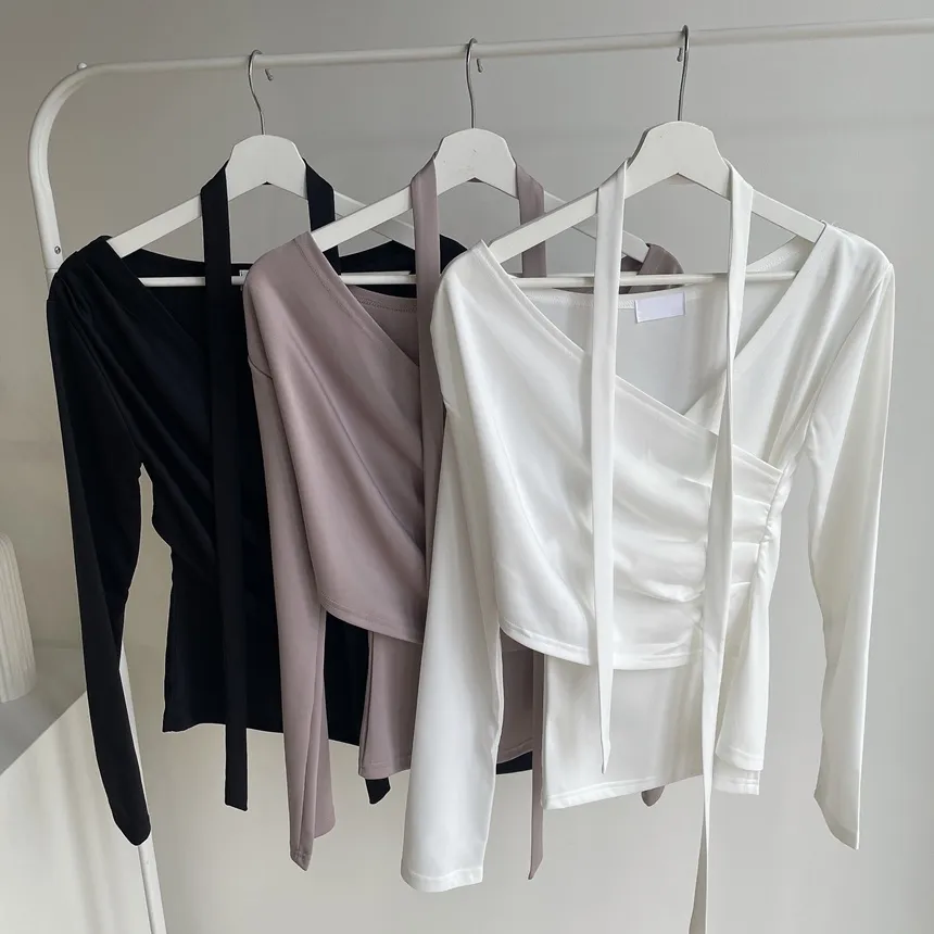 長袖ラップ調ブラウス | mirangmirang | 詳細画像21