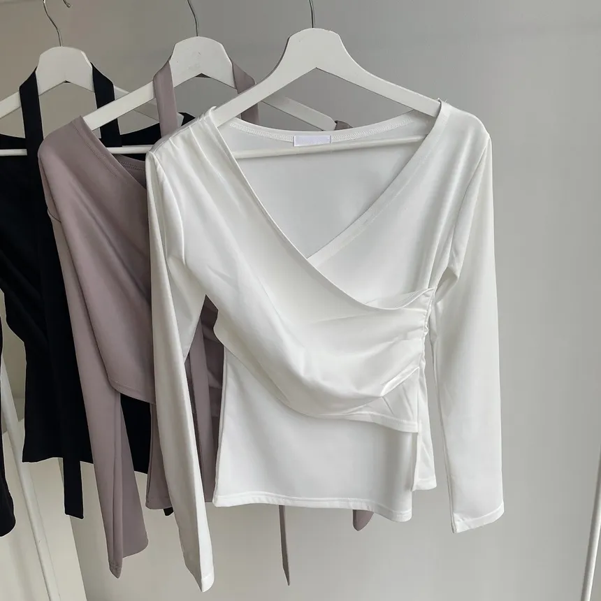 長袖ラップ調ブラウス | mirangmirang | 詳細画像25