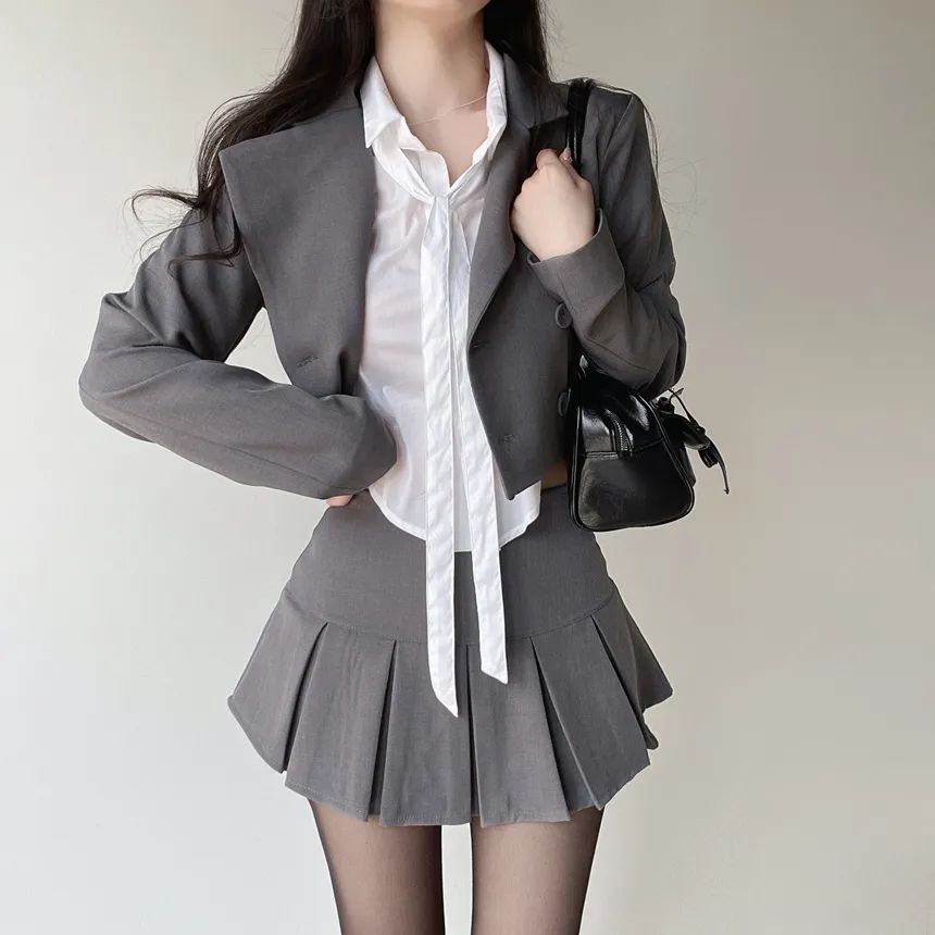 クロップドカラー7分袖シャツストラップ付 | mirangmirang | 詳細画像7