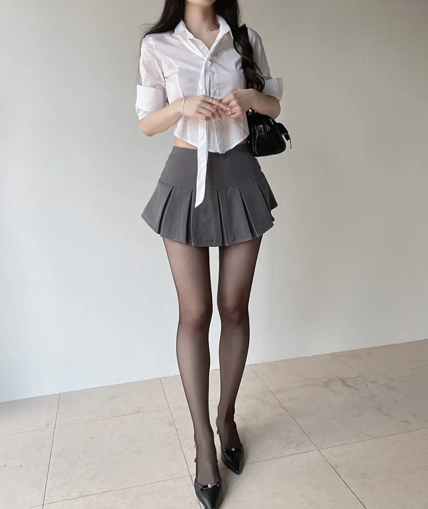 クロップドカラー7分袖シャツストラップ付 | mirangmirang | 詳細画像17