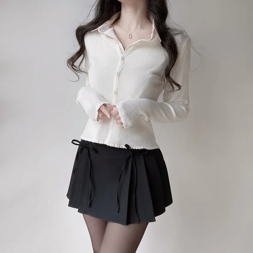 クロップドカラー7分袖シャツストラップ付 | mirangmirang | 詳細画像28