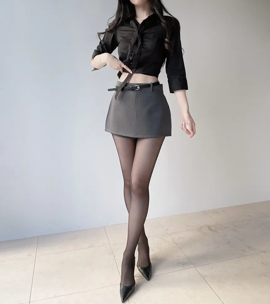 クロップドカラー7分袖シャツストラップ付 | mirangmirang | 詳細画像58