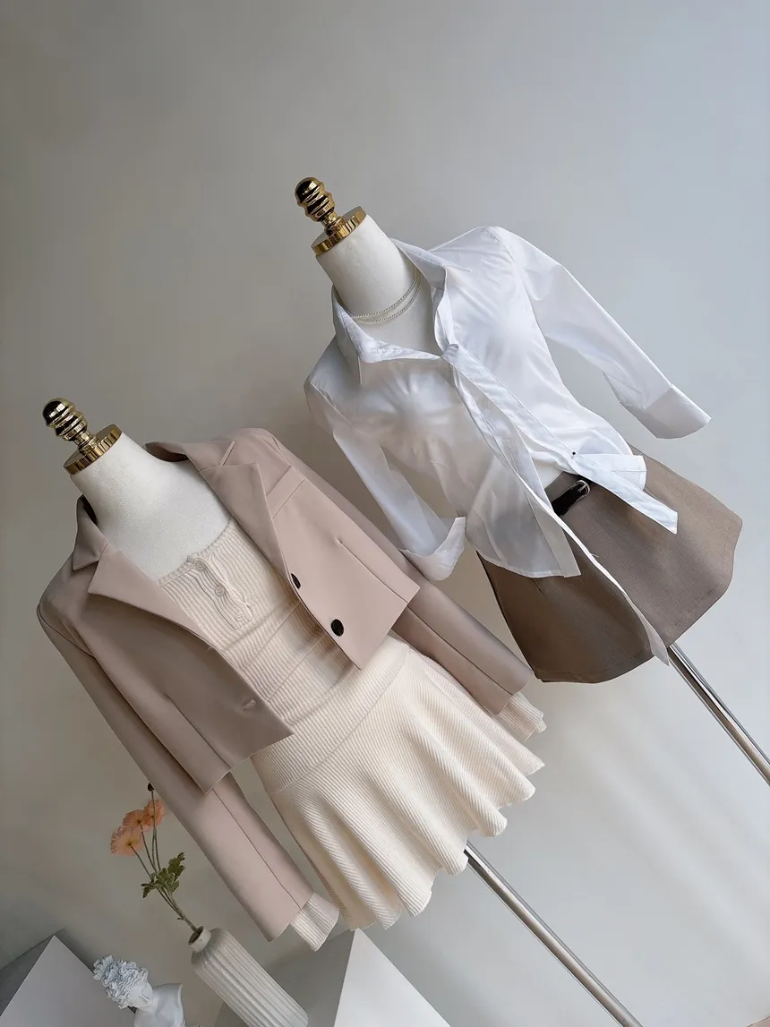 クロップドカラー7分袖シャツストラップ付 | mirangmirang | 詳細画像70