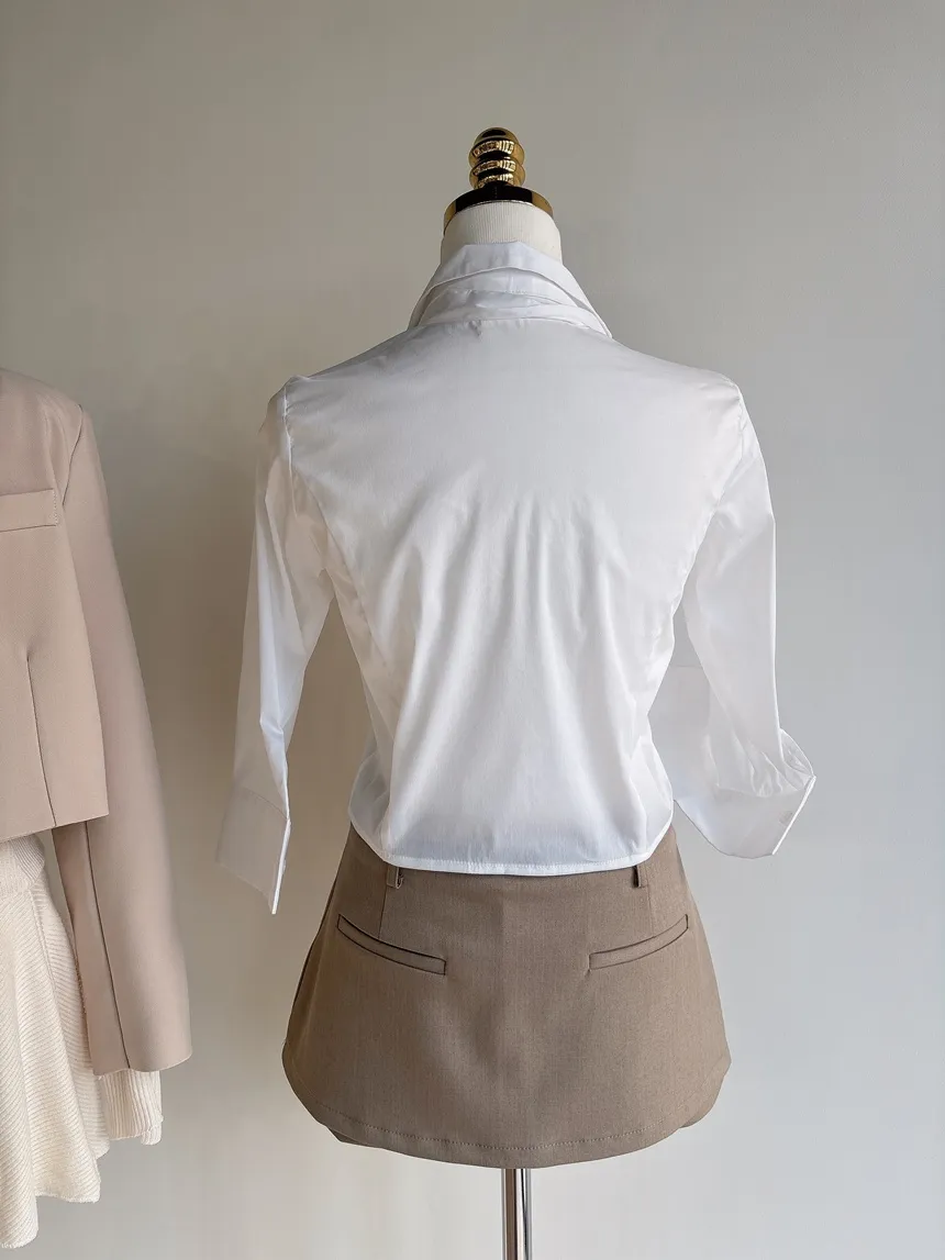 クロップドカラー7分袖シャツストラップ付 | mirangmirang | 詳細画像74