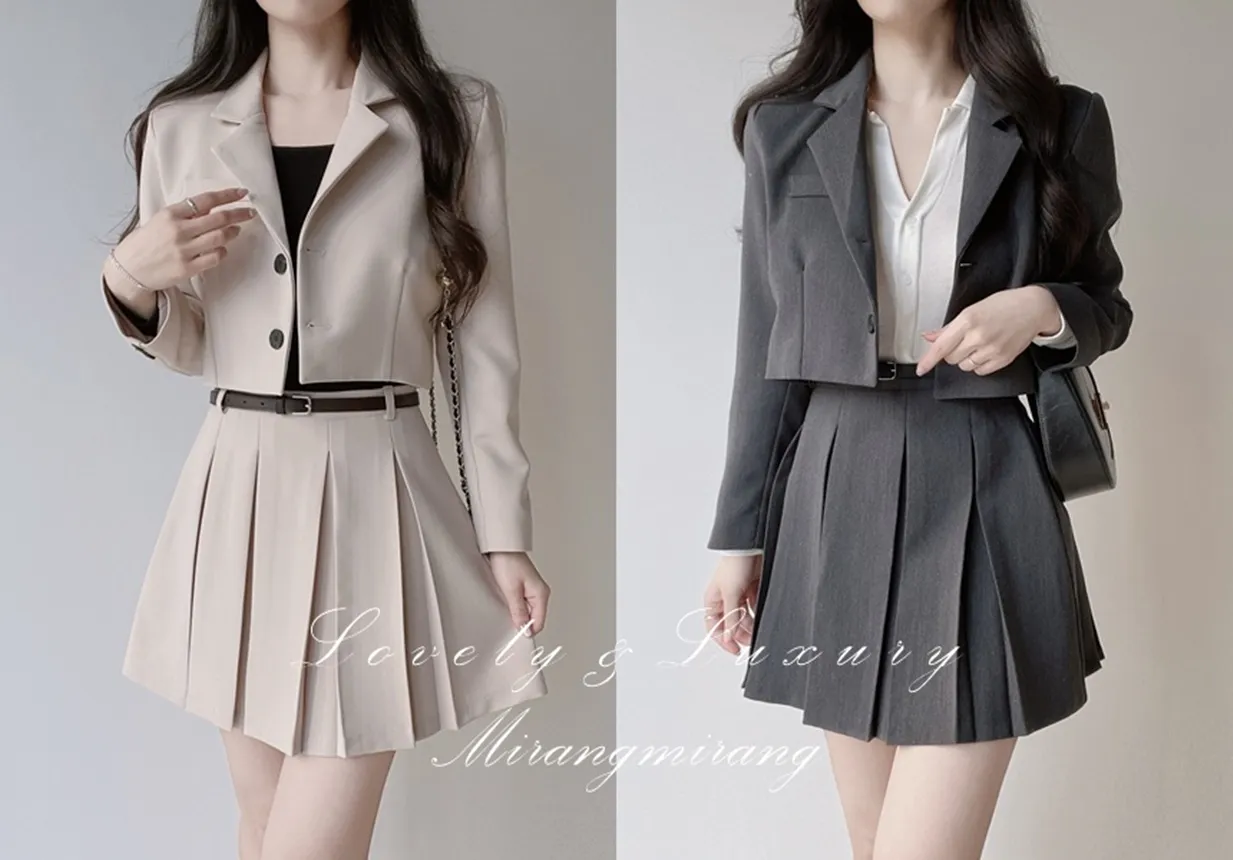 Aラインプリーツミニサイドジップスカートベルト付 | mirangmirang | 詳細画像1