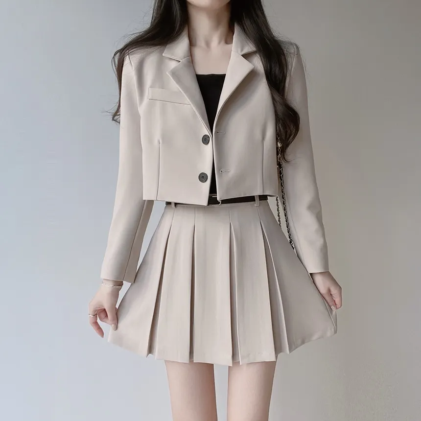 Aラインプリーツミニサイドジップスカートベルト付 | mirangmirang | 詳細画像4