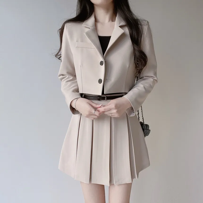 Aラインプリーツミニサイドジップスカートベルト付 | mirangmirang | 詳細画像7