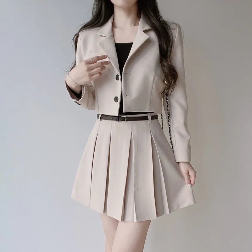 Aラインプリーツミニサイドジップスカートベルト付 | mirangmirang | 詳細画像8