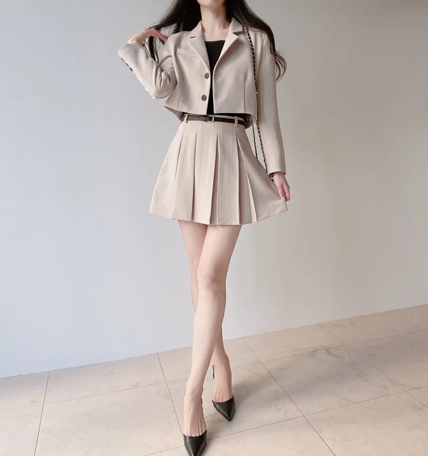 Aラインプリーツミニサイドジップスカートベルト付 | mirangmirang | 詳細画像14