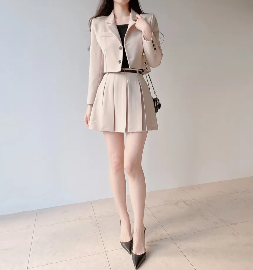 Aラインプリーツミニサイドジップスカートベルト付 | mirangmirang | 詳細画像15