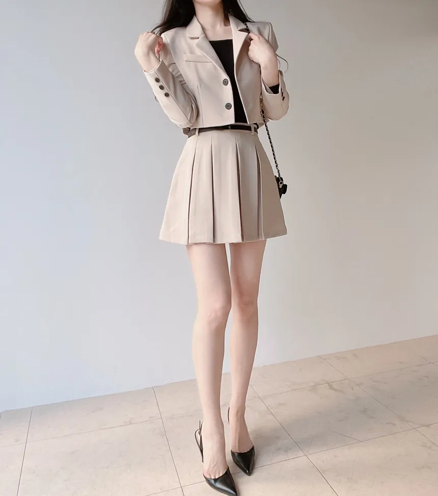 Aラインプリーツミニサイドジップスカートベルト付 | mirangmirang | 詳細画像16