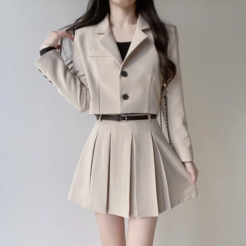 Aラインプリーツミニサイドジップスカートベルト付 | mirangmirang | 詳細画像18