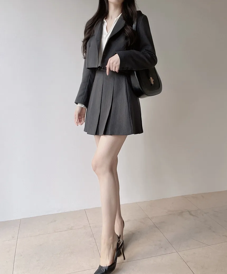 Aラインプリーツミニサイドジップスカートベルト付 | mirangmirang | 詳細画像27