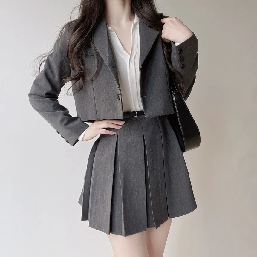 Aラインプリーツミニサイドジップスカートベルト付 | mirangmirang | 詳細画像28