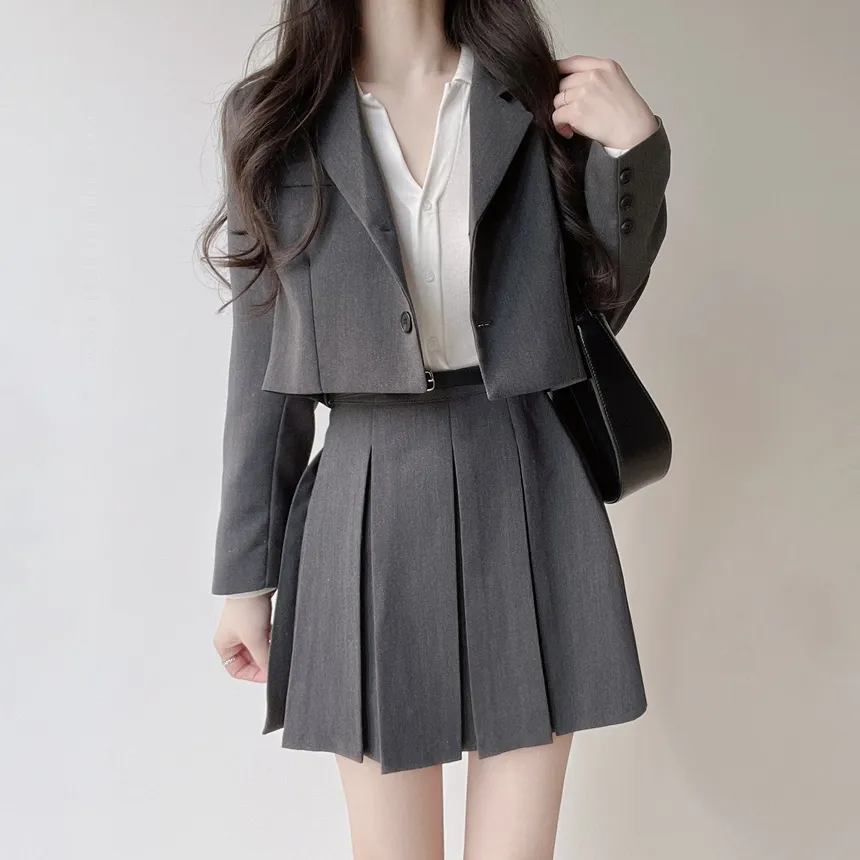 Aラインプリーツミニサイドジップスカートベルト付 | mirangmirang | 詳細画像29