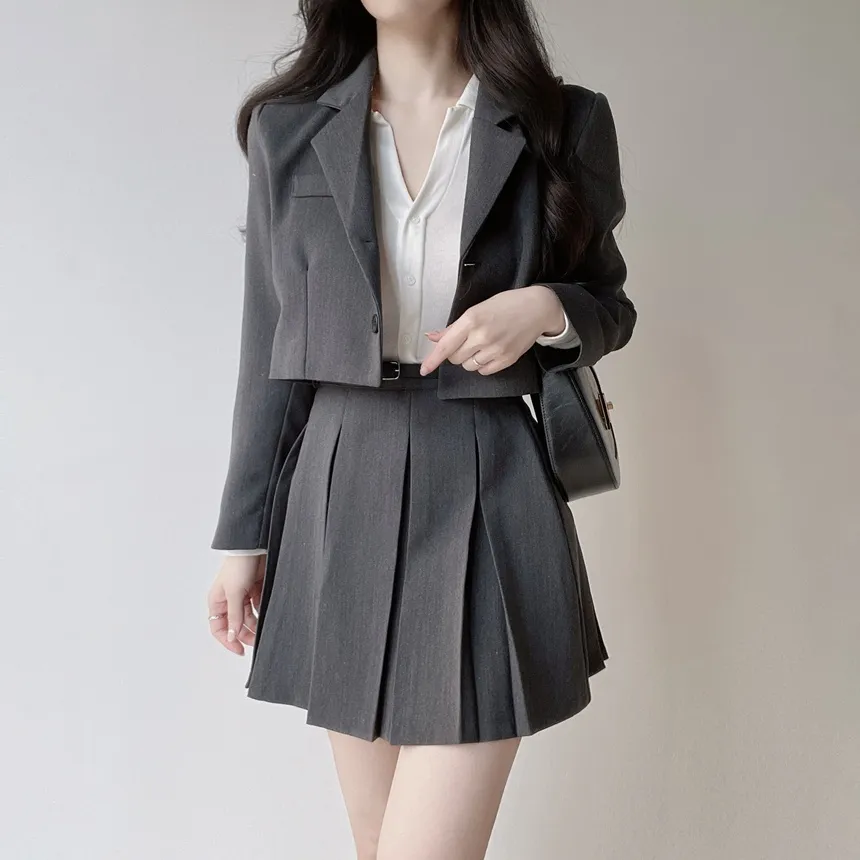 Aラインプリーツミニサイドジップスカートベルト付 | mirangmirang | 詳細画像30