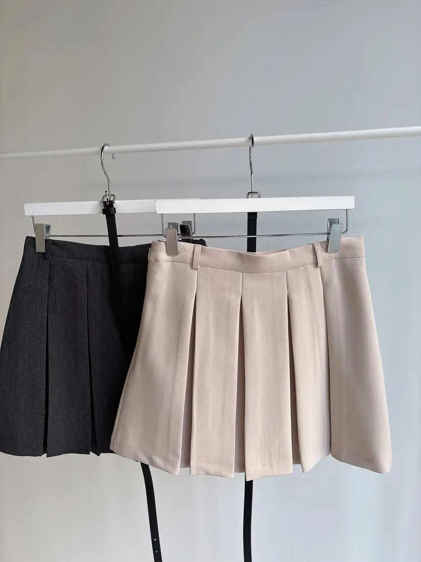 Aラインプリーツミニサイドジップスカートベルト付 | mirangmirang | 詳細画像34