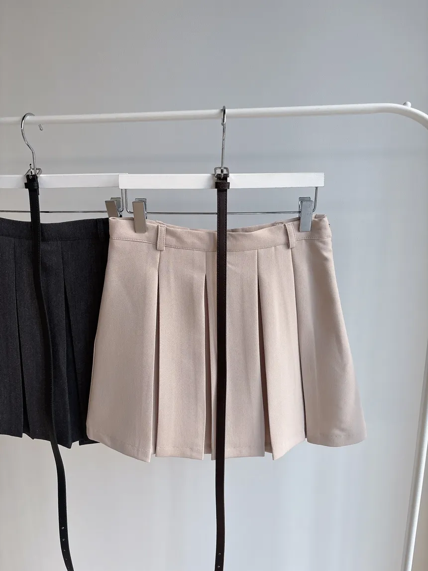 Aラインプリーツミニサイドジップスカートベルト付 | mirangmirang | 詳細画像35