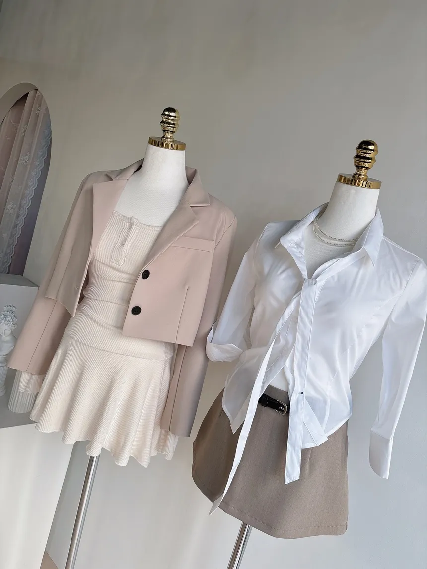 Aラインプリーツミニサイドジップスカートベルト付 | mirangmirang | 詳細画像38