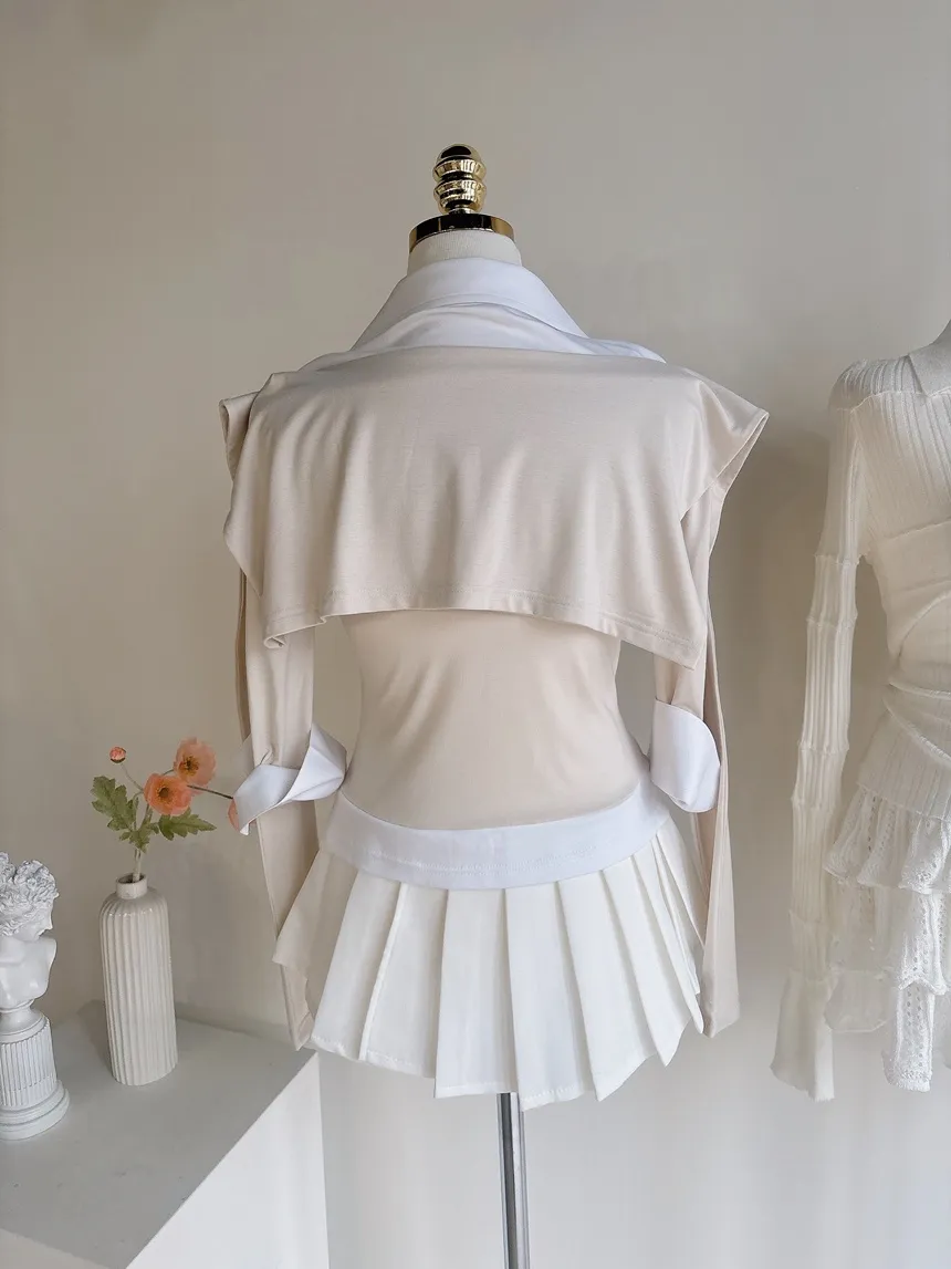 パンチングオープンカラー長袖ベルスリーブスリムニット | mirangmirang | 詳細画像47