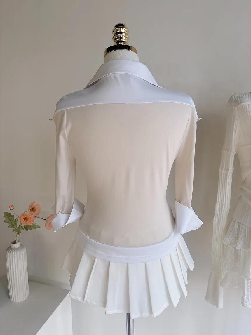 パンチングオープンカラー長袖ベルスリーブスリムニット | mirangmirang | 詳細画像48